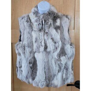 La Fiorentina Gray rabbit Fur Vest With Zipper warm soft cottagecore coquette